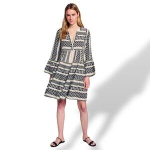 Devotion Twins Ella embroidered tiered ethnic bell sleeves boho hippie dress M